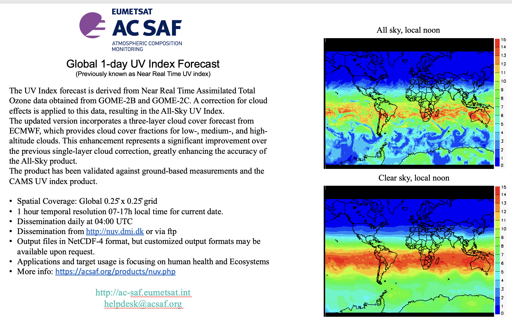 Release image of global UV index product