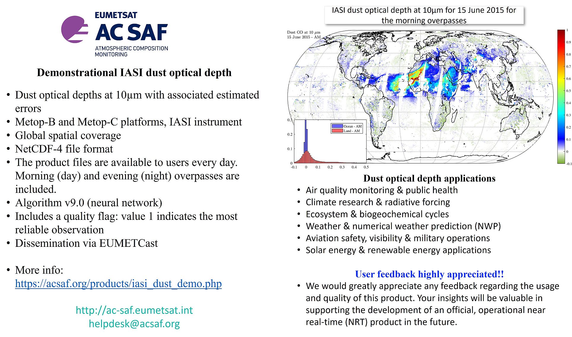 Release image of IASI dust optical depth product